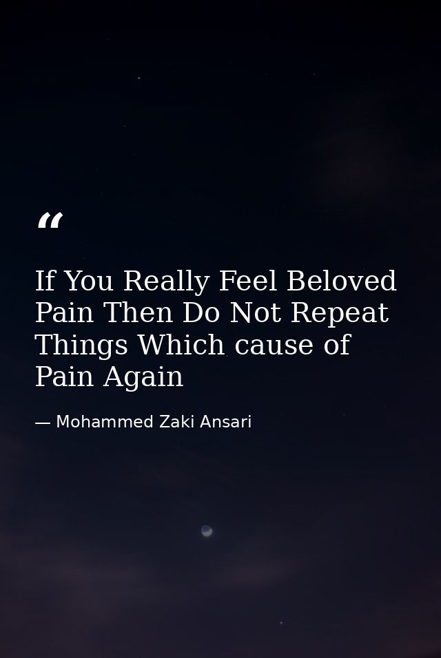 If You Really Feel Beloved Pain Then Do Not Repeat Things Which cause of Pain Again — Mohammed Zaki Ansari