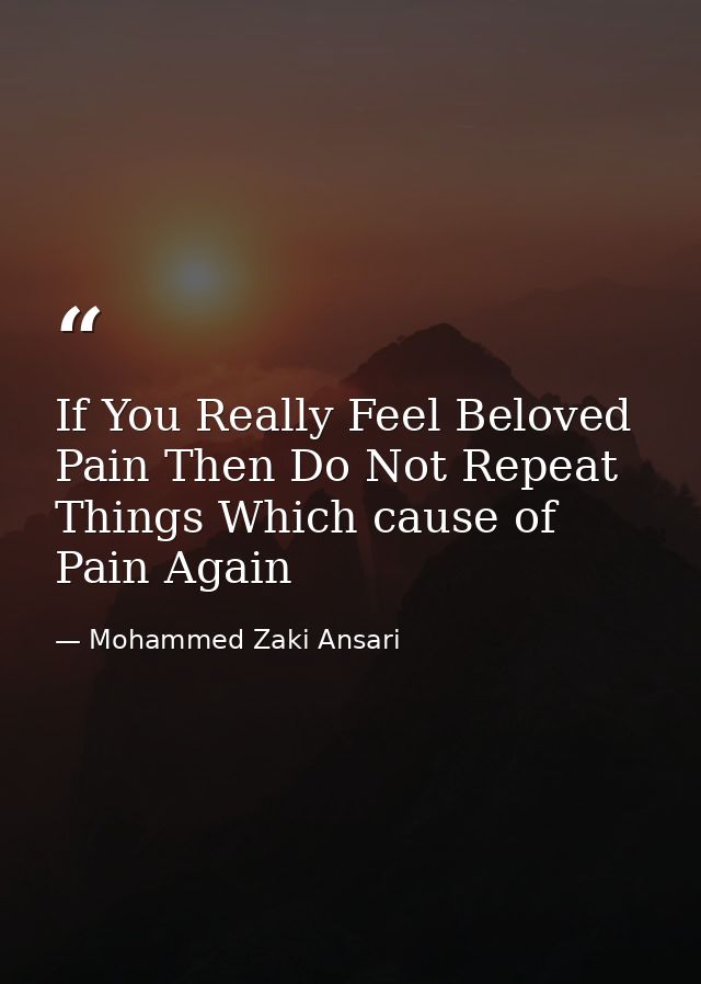 If You Really Feel Beloved Pain Then Do Not Repeat Things Which cause of Pain Again — Mohammed Zaki Ansari