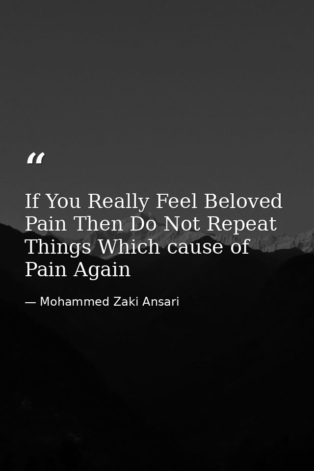 If You Really Feel Beloved Pain Then Do Not Repeat Things Which cause of Pain Again — Mohammed Zaki Ansari