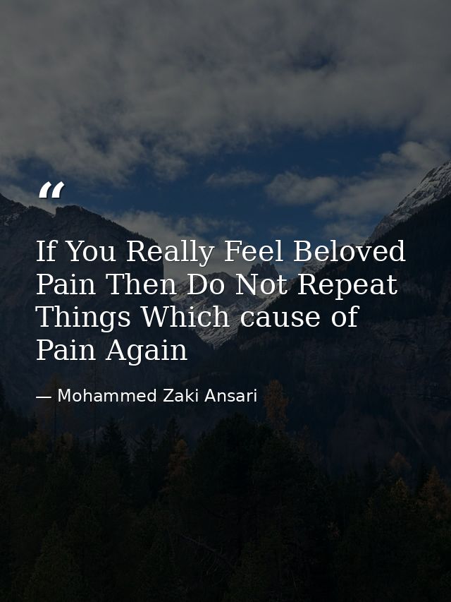 If You Really Feel Beloved Pain Then Do Not Repeat Things Which cause of Pain Again — Mohammed Zaki Ansari