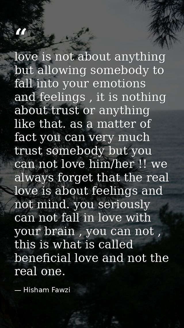love is not about anything but allowing somebody to fall into your emotions and feelings , it is nothing about trust or  — Hisham Fawzi