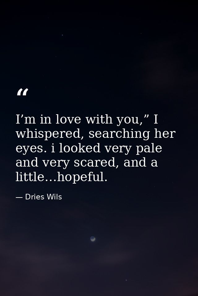 I’m in love with you,” I whispered, searching her eyes. i looked very pale and very scared, and a little…hopeful. — Dries Wils