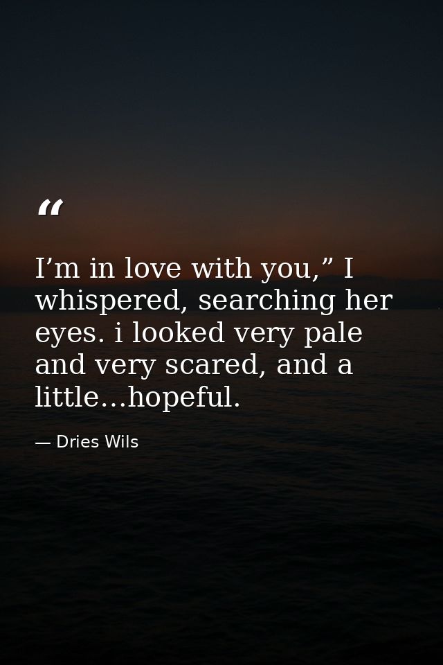 I’m in love with you,” I whispered, searching her eyes. i looked very pale and very scared, and a little…hopeful. — Dries Wils