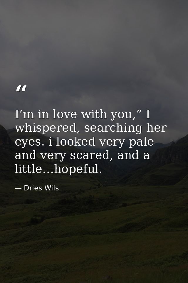 I’m in love with you,” I whispered, searching her eyes. i looked very pale and very scared, and a little…hopeful. — Dries Wils
