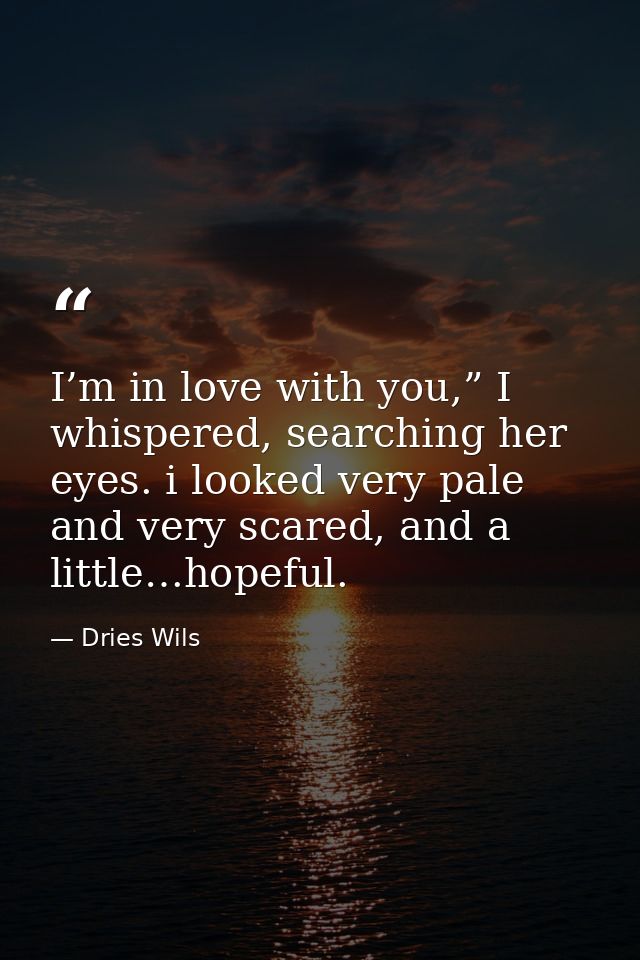 I’m in love with you,” I whispered, searching her eyes. i looked very pale and very scared, and a little…hopeful. — Dries Wils