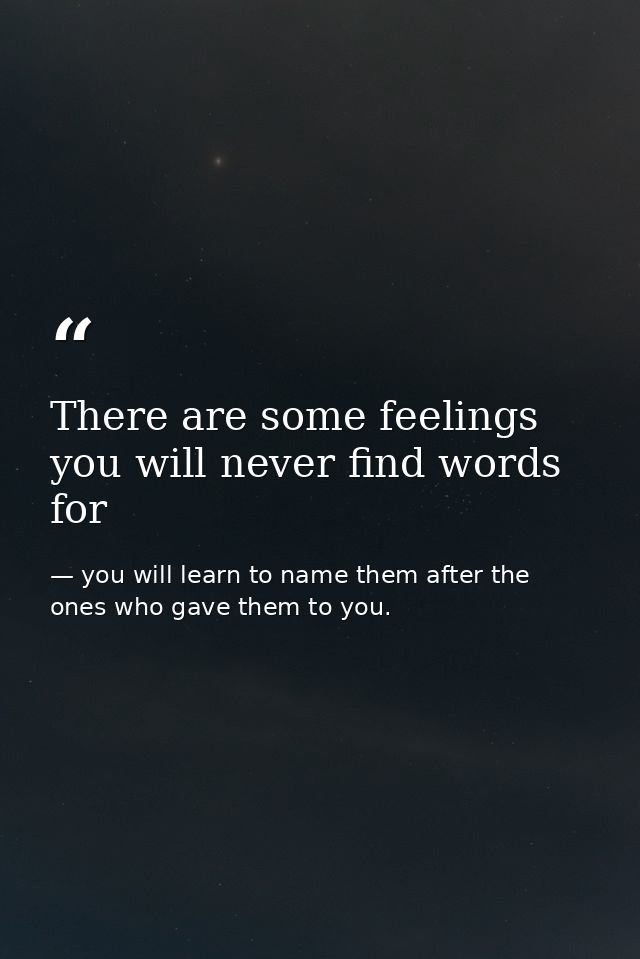 There are some feelings you will never find words for — you will learn to name them after the ones who gave them to you.