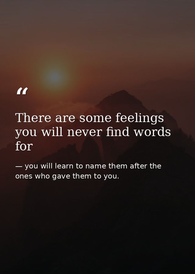 There are some feelings you will never find words for — you will learn to name them after the ones who gave them to you.