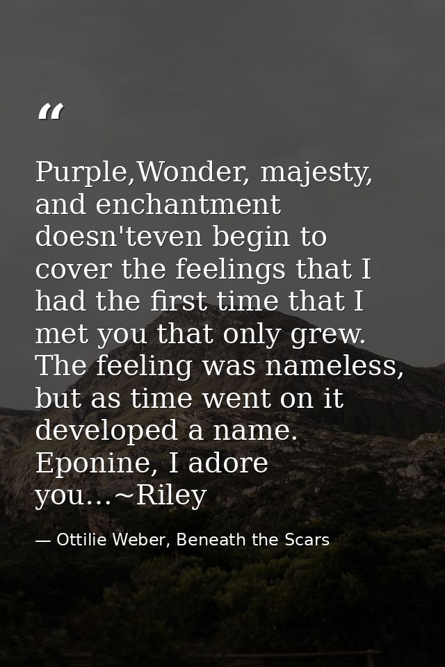 Purple,Wonder, majesty, and enchantment doesn'teven begin to cover the feelings that I had the first time that I met you — Ottilie Weber, Beneath the Scars