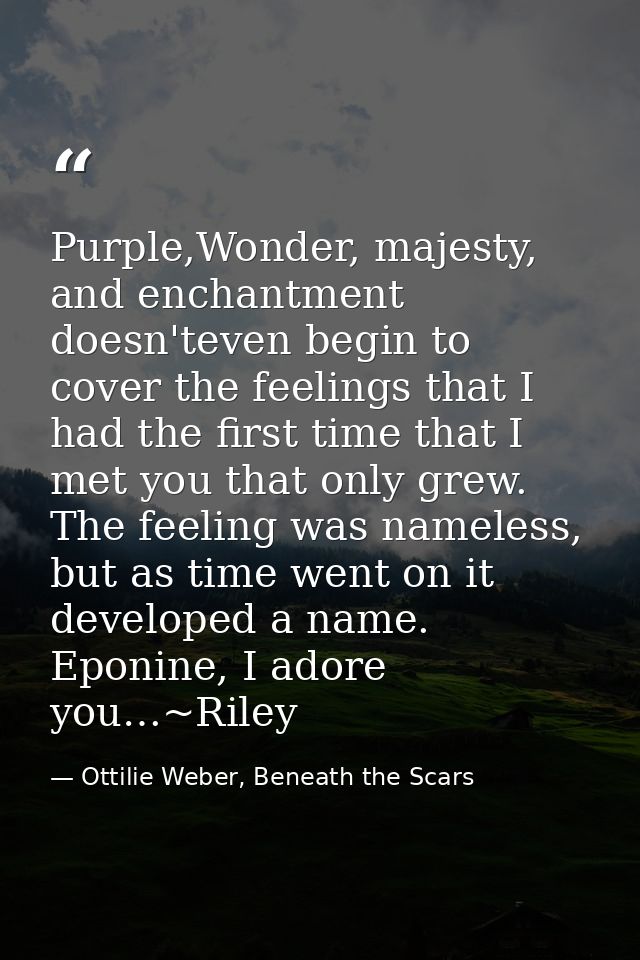 Purple,Wonder, majesty, and enchantment doesn'teven begin to cover the feelings that I had the first time that I met you — Ottilie Weber, Beneath the Scars