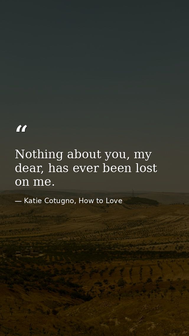 Nothing about you, my dear, has ever been lost on me. — Katie Cotugno, How to Love