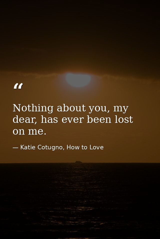 Nothing about you, my dear, has ever been lost on me. — Katie Cotugno, How to Love
