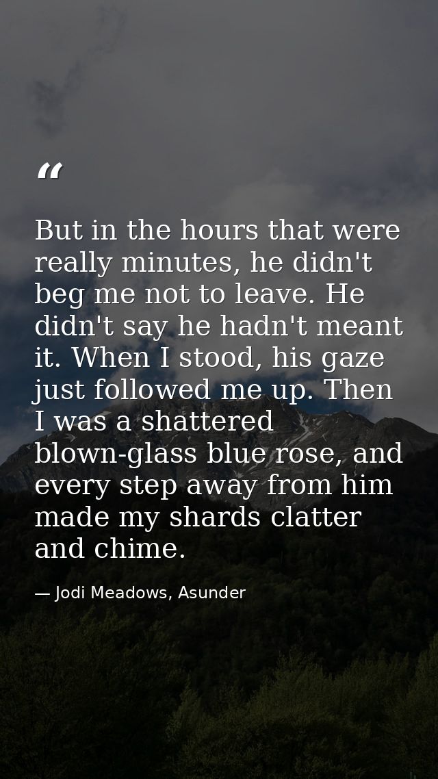 But in the hours that were really minutes, he didn't beg me not to leave. He didn't say he hadn't meant it. When I stood — Jodi Meadows, Asunder