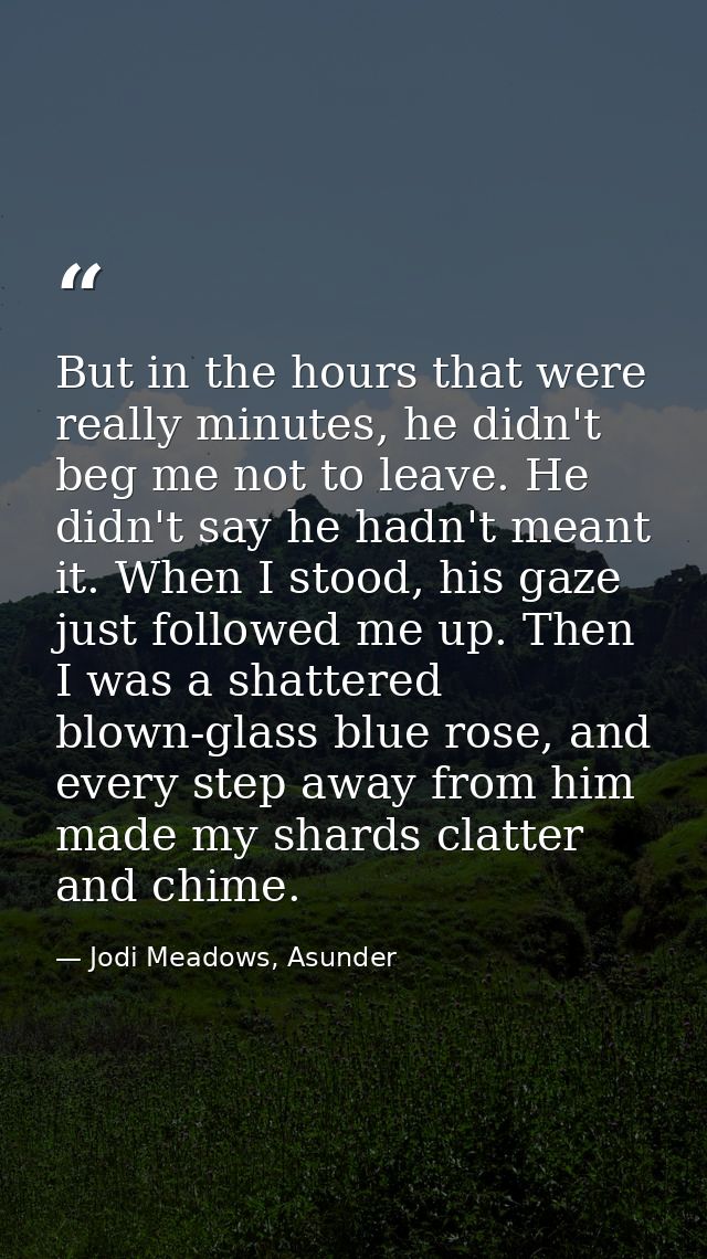 But in the hours that were really minutes, he didn't beg me not to leave. He didn't say he hadn't meant it. When I stood — Jodi Meadows, Asunder