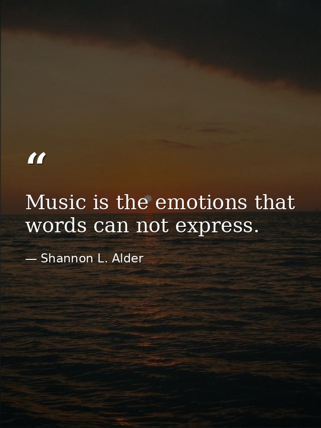 Music is the emotions that words can not express. — Shannon L. Alder