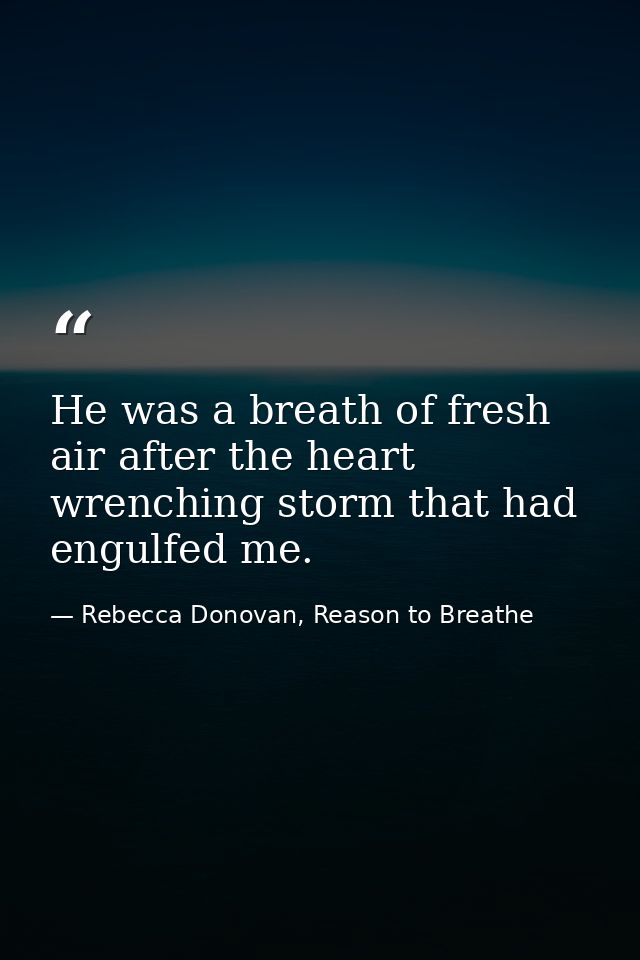 He was a breath of fresh air after the heart wrenching storm that had engulfed me. — Rebecca Donovan, Reason to Breathe