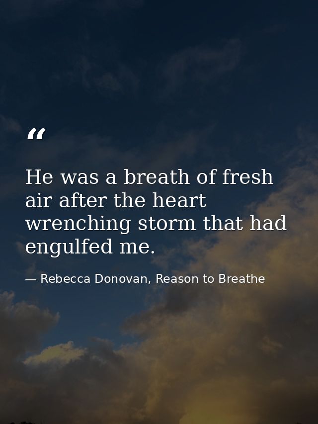 He was a breath of fresh air after the heart wrenching storm that had engulfed me. — Rebecca Donovan, Reason to Breathe