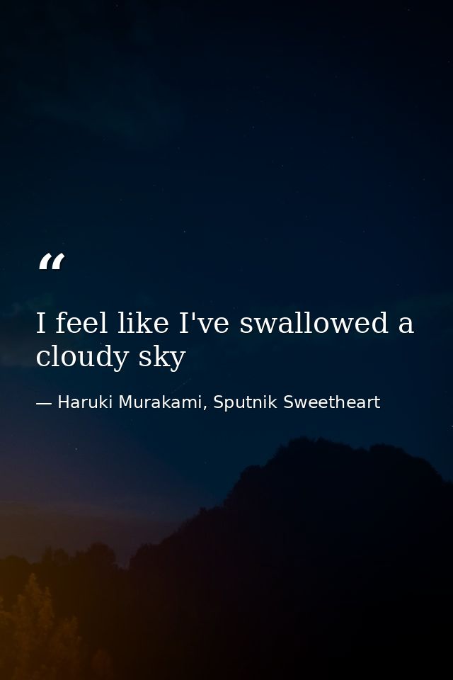 I feel like I've swallowed a cloudy sky — Haruki Murakami, Sputnik Sweetheart