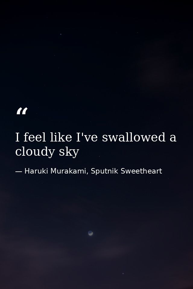 I feel like I've swallowed a cloudy sky — Haruki Murakami, Sputnik Sweetheart