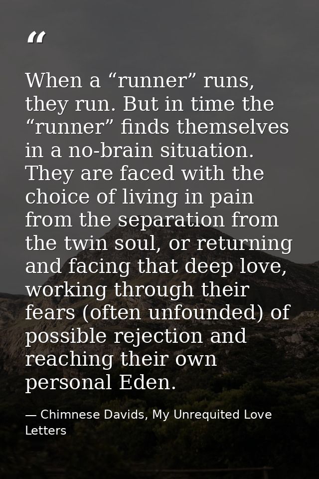 When a “runner” runs, they run. But in time the “runner” finds themselves in a no-brain situation. They are faced with t — Chimnese Davids, My Unrequited Love Letters