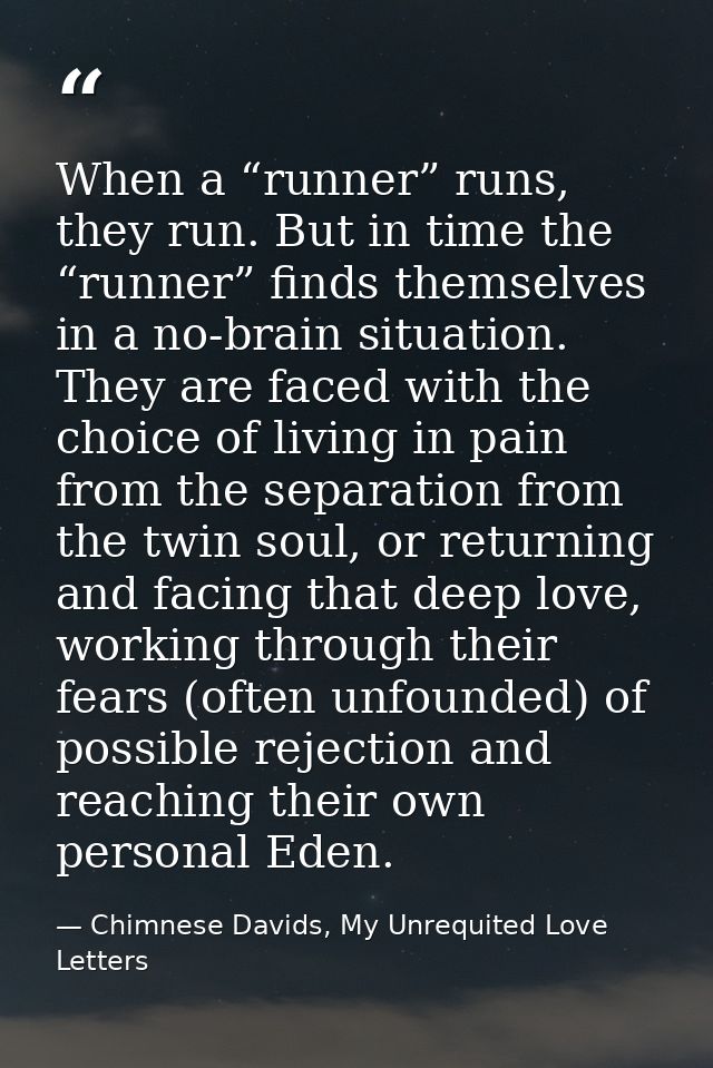 When a “runner” runs, they run. But in time the “runner” finds themselves in a no-brain situation. They are faced with t — Chimnese Davids, My Unrequited Love Letters
