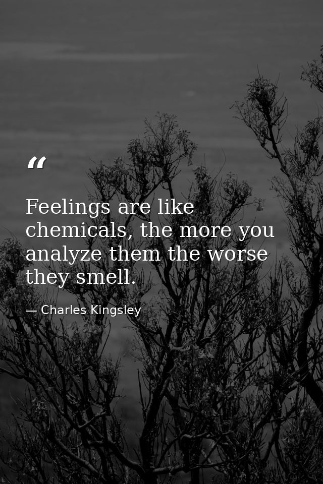 Feelings are like chemicals, the more you analyze them the worse they smell. — Charles Kingsley