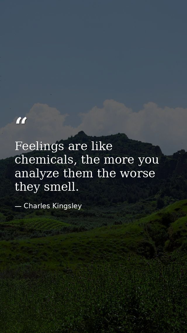 Feelings are like chemicals, the more you analyze them the worse they smell. — Charles Kingsley