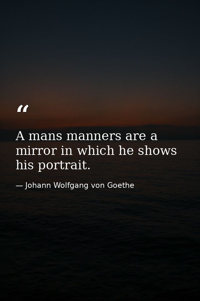 A mans manners are a mirror in which he shows his portrait. — Johann Wolfgang von Goethe