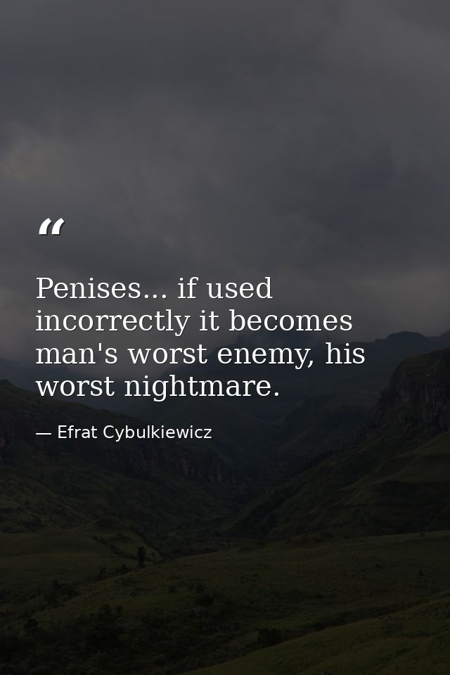 Penises... if used incorrectly it becomes man's worst enemy, his worst nightmare. — Efrat Cybulkiewicz