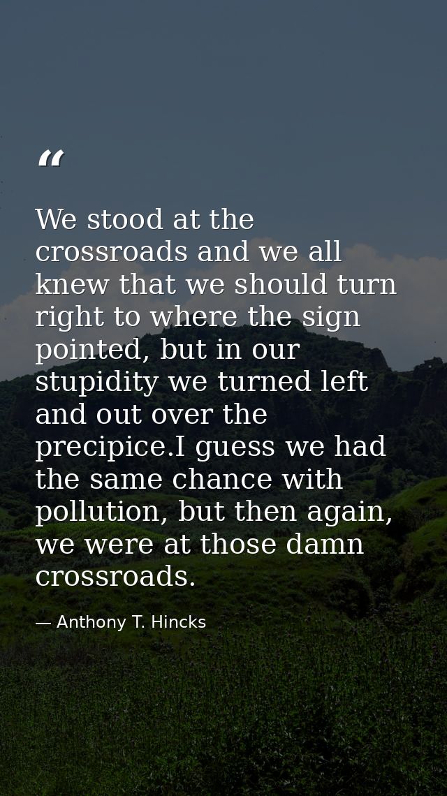 We stood at the crossroads and we all knew that we should turn right to where the sign pointed, but in our stupidity we  — Anthony T. Hincks