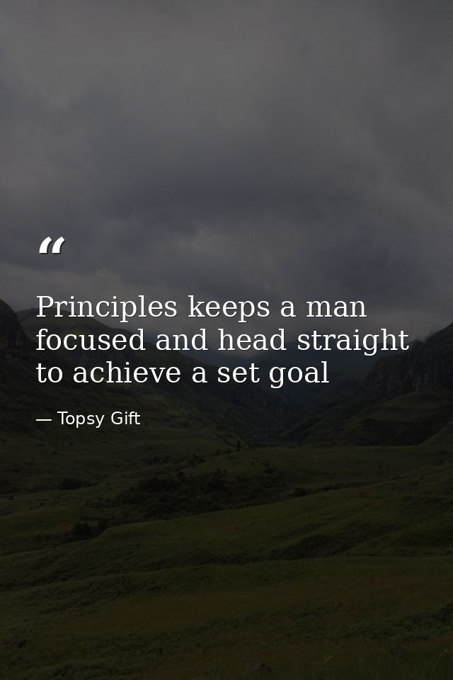 Principles keeps a man focused and head straight to achieve a set goal — Topsy Gift