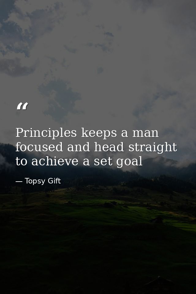 Principles keeps a man focused and head straight to achieve a set goal — Topsy Gift