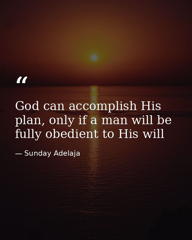 God can accomplish His plan, only if a man will be fully obedient to His will — Sunday Adelaja