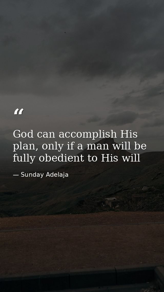 God can accomplish His plan, only if a man will be fully obedient to His will — Sunday Adelaja