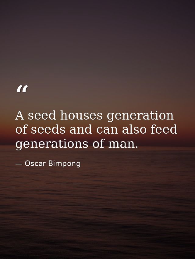 A seed houses generation of seeds and can also feed generations of man. — Oscar Bimpong