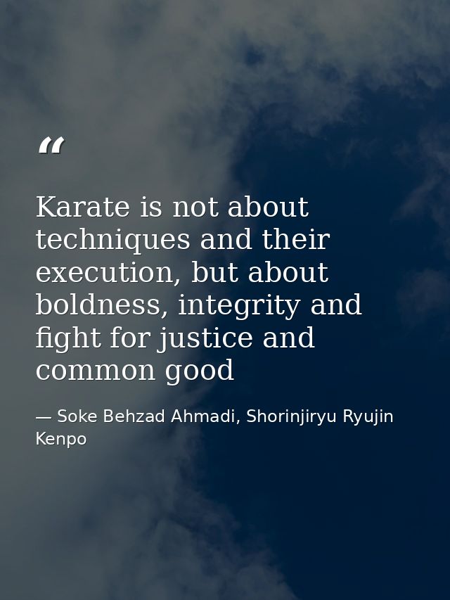 Karate is not about techniques and their execution, but about boldness, integrity and fight for justice and common good — Soke Behzad Ahmadi, Shorinjiryu Ryujin Kenpo
