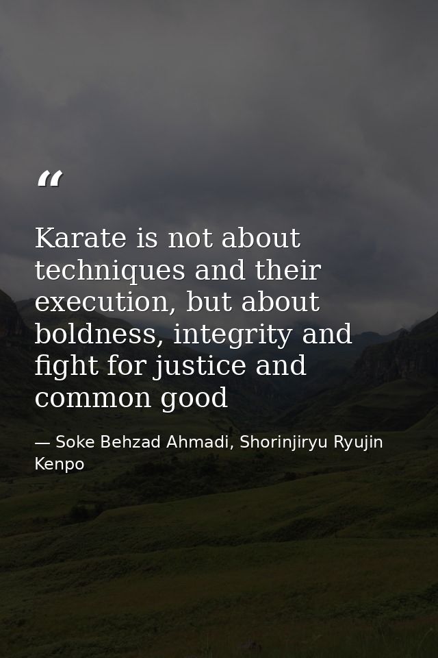 Karate is not about techniques and their execution, but about boldness, integrity and fight for justice and common good — Soke Behzad Ahmadi, Shorinjiryu Ryujin Kenpo