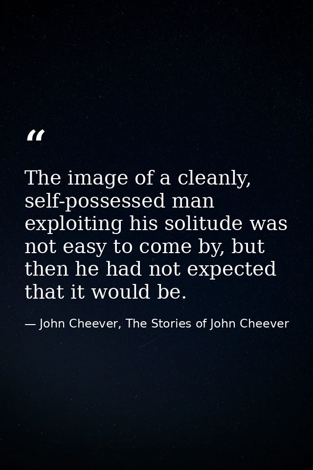 The image of a cleanly, self-possessed man exploiting his solitude was not easy to come by, but then he had not expected — John Cheever, The Stories of John Cheever