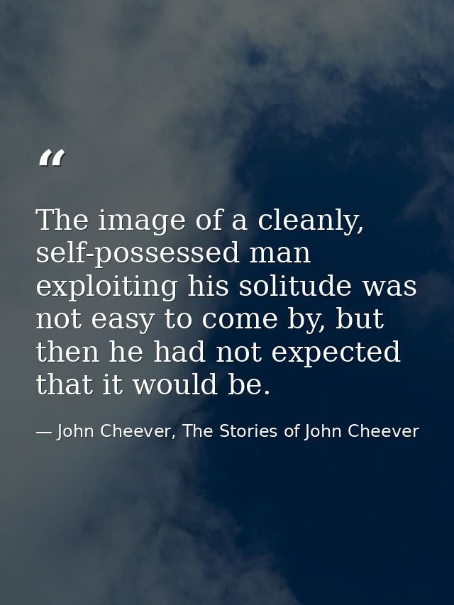 The image of a cleanly, self-possessed man exploiting his solitude was not easy to come by, but then he had not expected — John Cheever, The Stories of John Cheever