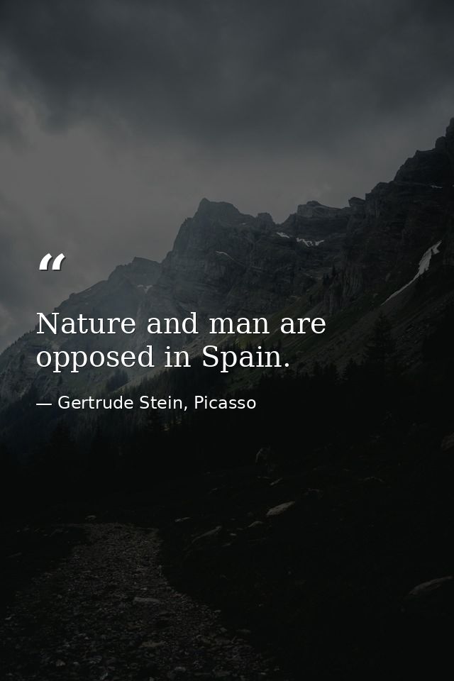 Nature and man are opposed in Spain. — Gertrude Stein, Picasso