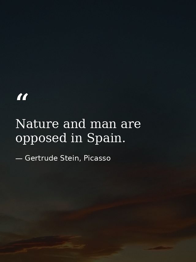 Nature and man are opposed in Spain. — Gertrude Stein, Picasso