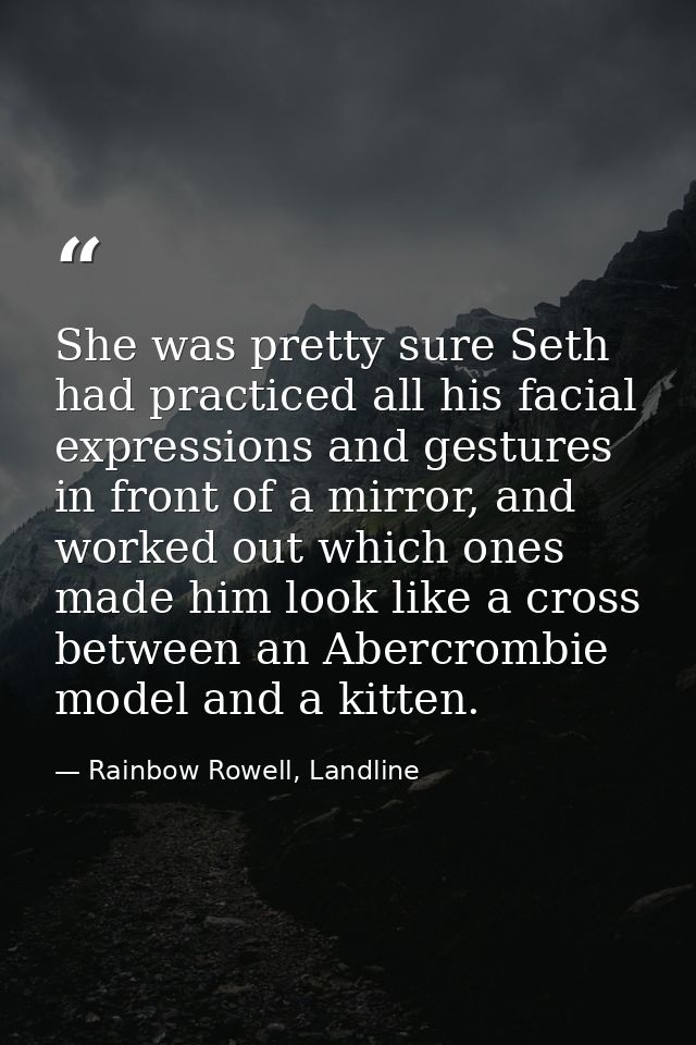 She was pretty sure Seth had practiced all his facial expressions and gestures in front of a mirror, and worked out whic — Rainbow Rowell, Landline