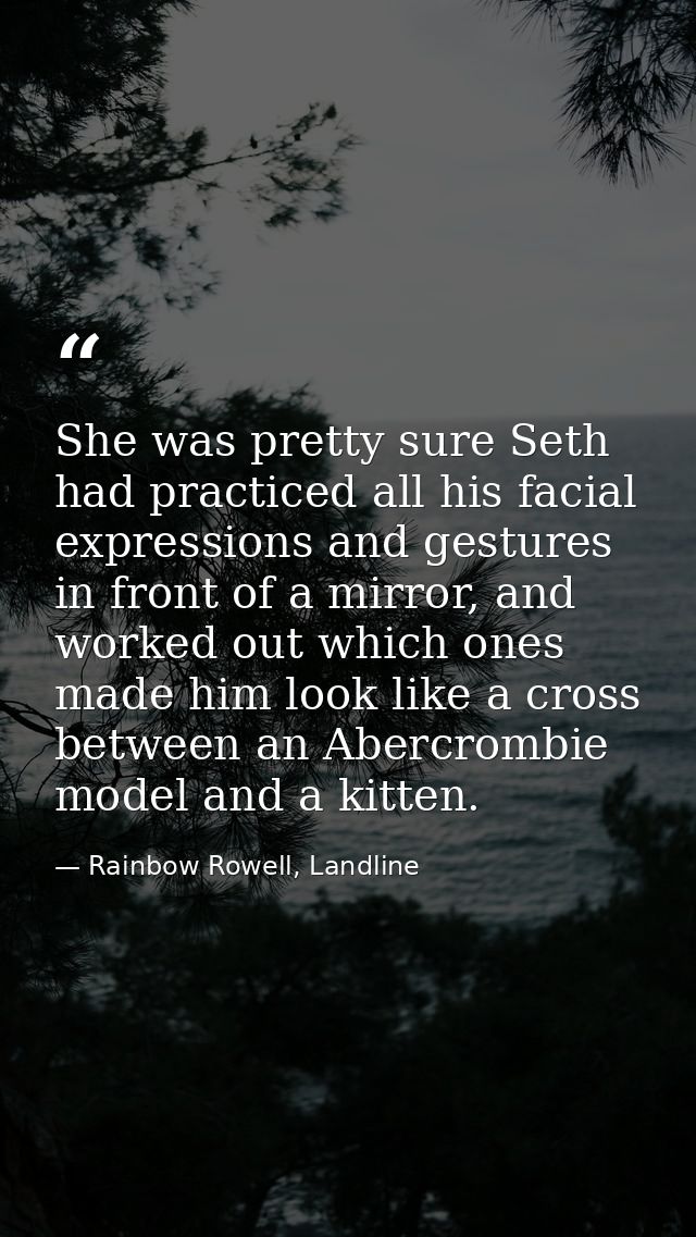 She was pretty sure Seth had practiced all his facial expressions and gestures in front of a mirror, and worked out whic — Rainbow Rowell, Landline