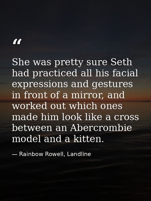 She was pretty sure Seth had practiced all his facial expressions and gestures in front of a mirror, and worked out whic — Rainbow Rowell, Landline