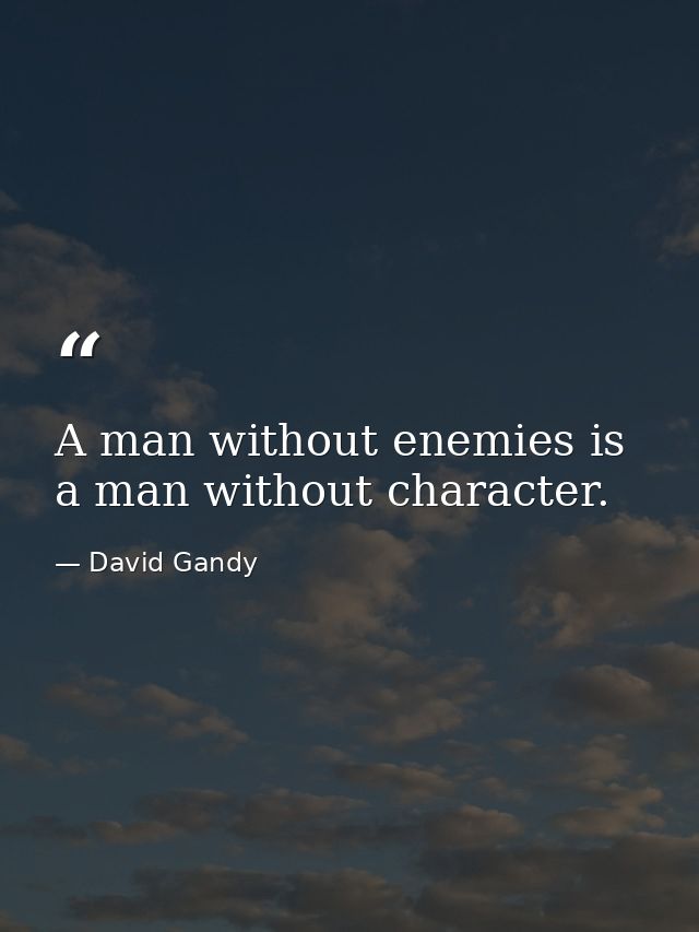 A man without enemies is a man without character. — David Gandy