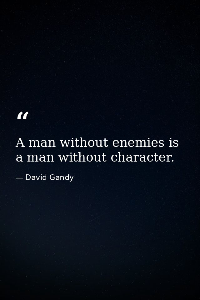 A man without enemies is a man without character. — David Gandy