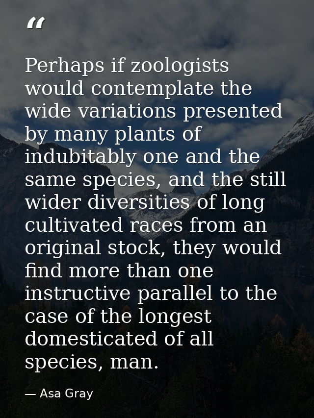 Perhaps if zoologists would contemplate the wide variations presented by many plants of indubitably one and the same spe — Asa Gray