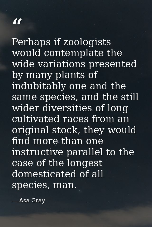 Perhaps if zoologists would contemplate the wide variations presented by many plants of indubitably one and the same spe — Asa Gray