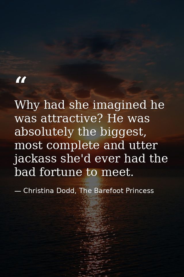 Why had she imagined he was attractive? He was absolutely the biggest, most complete and utter jackass she'd ever had th — Christina Dodd, The Barefoot Princess