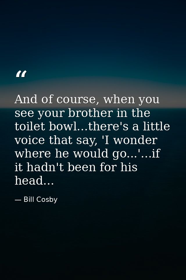 And of course, when you see your brother in the toilet bowl...there's a little voice that say, 'I wonder where he would  — Bill Cosby