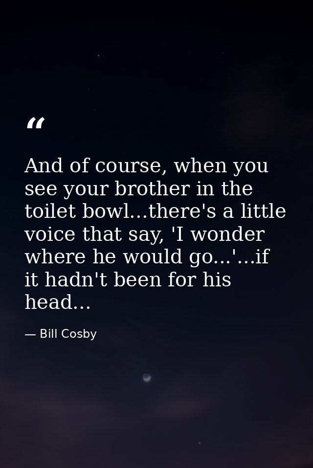 And of course, when you see your brother in the toilet bowl...there's a little voice that say, 'I wonder where he would  — Bill Cosby